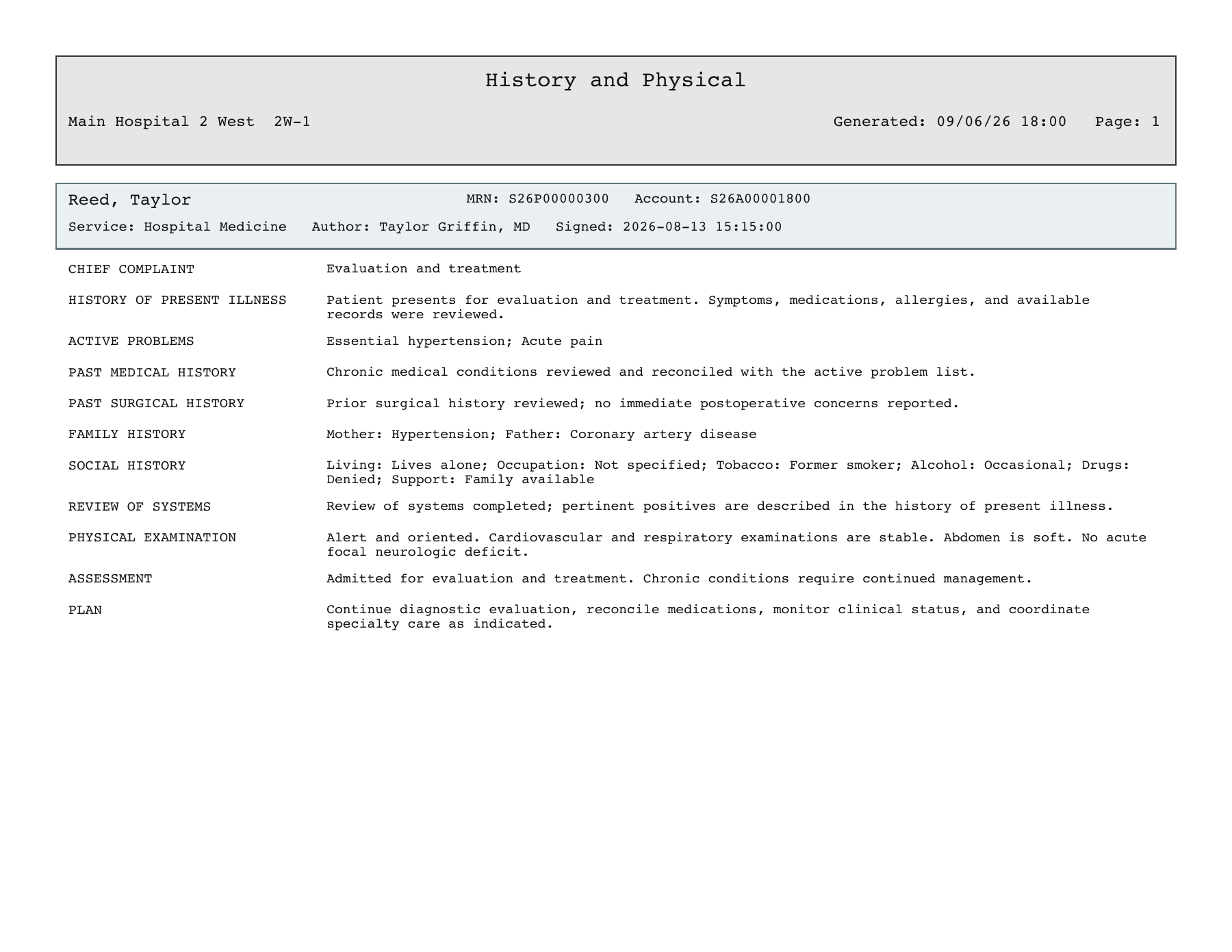 History and Physical PDF