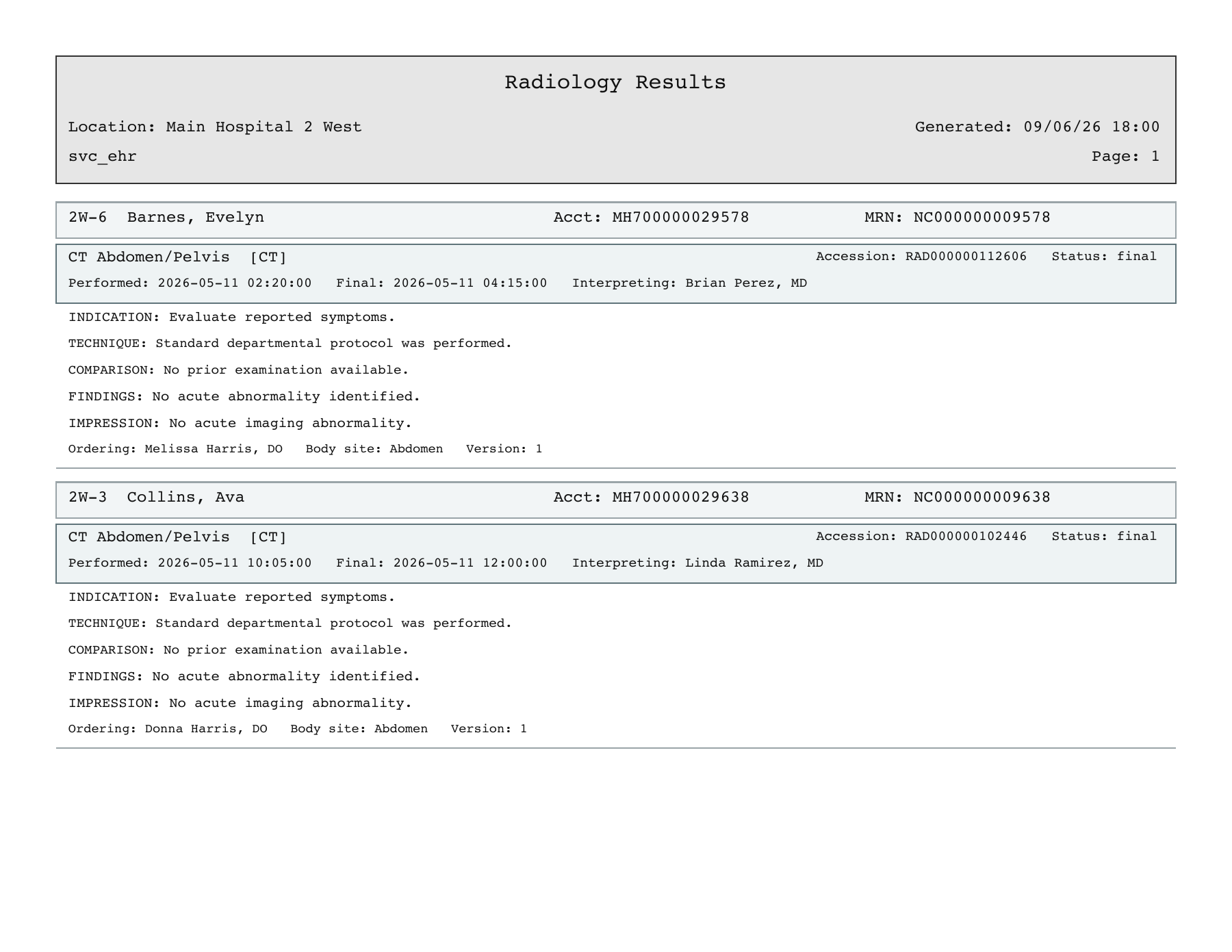 Radiology Results PDF